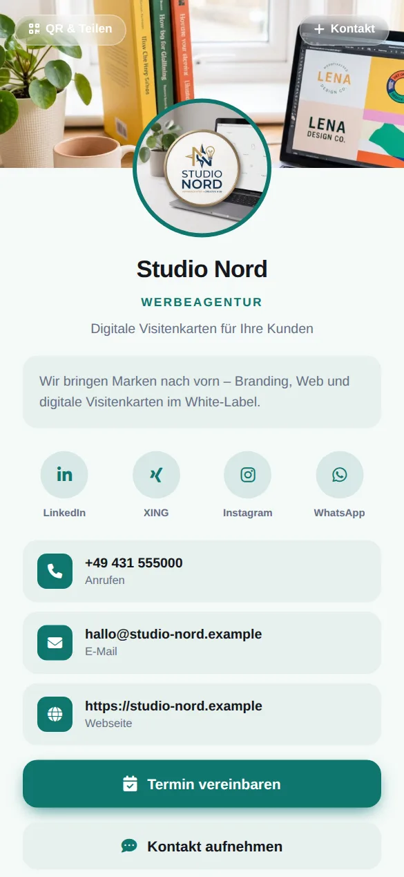 Beispielkarte auf dem Handy: Studio Nord, Werbeagentur